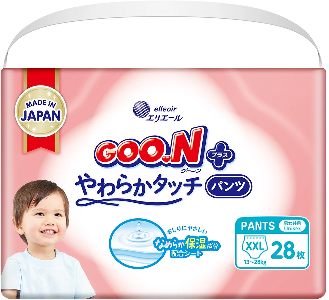 Одноразовые подгузники-трусики Goo.N Plus 13-28 кг размер ХXL, унисекс, 28 шт. (21001513)